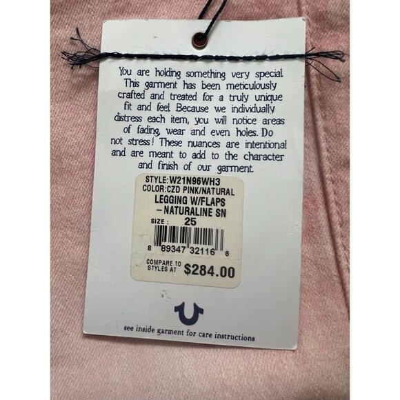 NWT True Religion Swarovski Crystals Leggings Pink Skinny Jeans Misses Size 25 - Picture 5 of 15